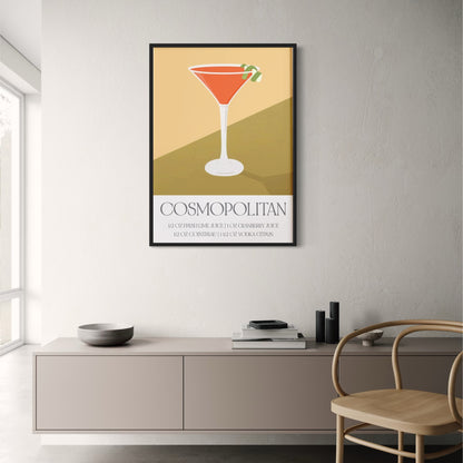 Cocktail Recipe Poster | Modern Cosmopolitan Art | Kitchen Decor | Bar Wall Art | Home Decor | Stylish Drink Recipe Poster | Beverage Artwork