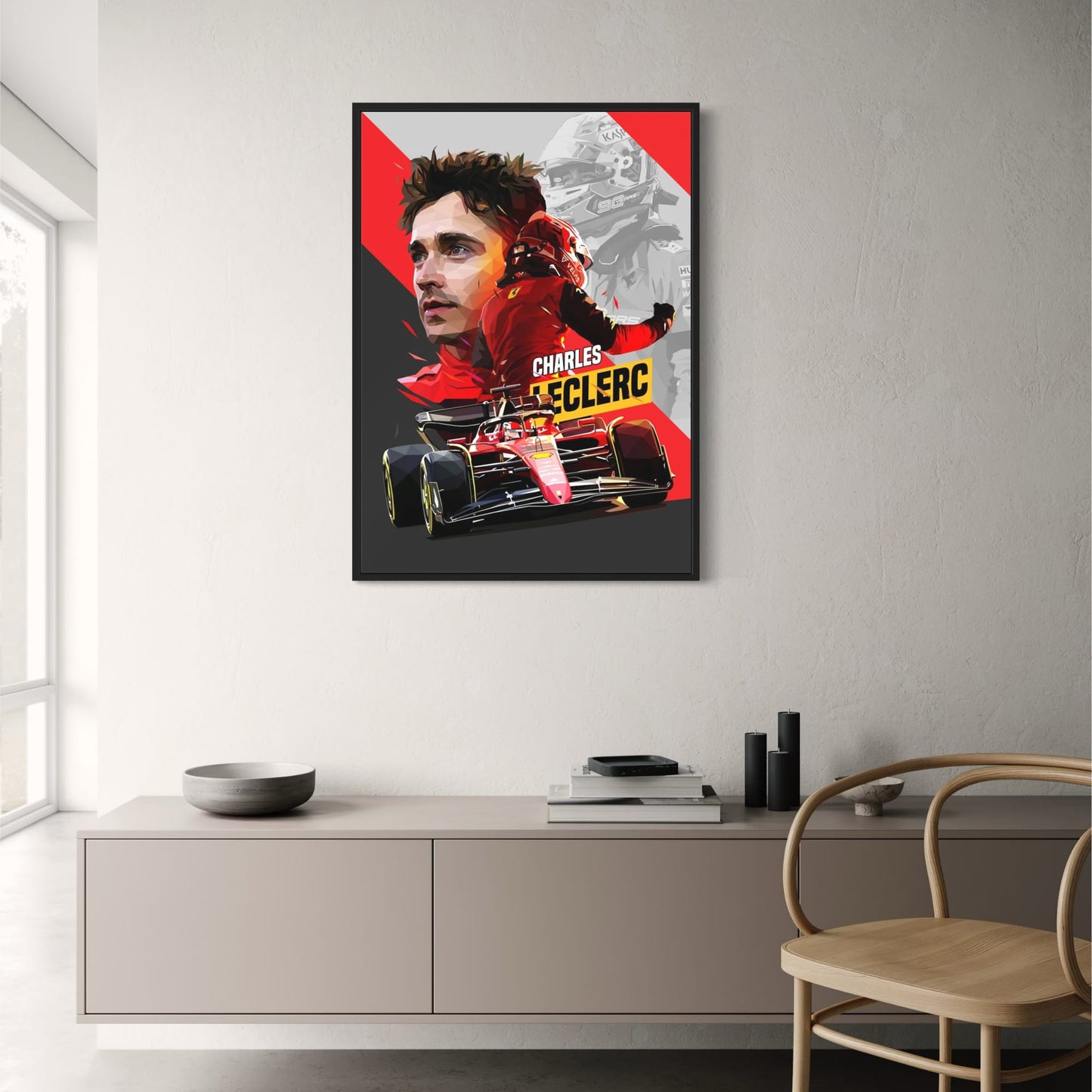 Charles Leclerc F1 Racer Helmet Art | Formula 1 Legend Poster | Motorsport Decor