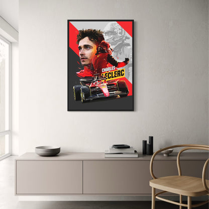 Charles Leclerc F1 Racer Helmet Art | Formula 1 Legend Poster | Motorsport Decor
