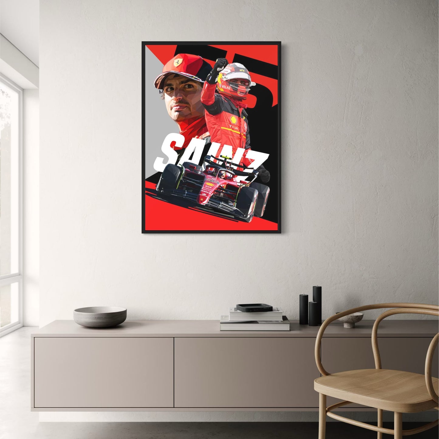 F1 Legend Poster | Racer Helmet Design | Carlos Sainz Formula 1 Art | Motorsport Wall Decor