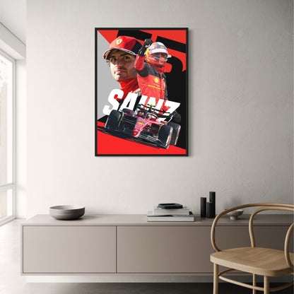 F1 Legend Poster | Racer Helmet Design | Carlos Sainz Formula 1 Art | Motorsport Wall Decor