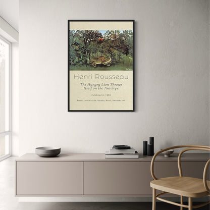 Henri Rousseau Poster | The Hungry Lion | Striking Wildlife Scene | Art Print Decor | Home Wall Art | Nature-Inspired Artwork
