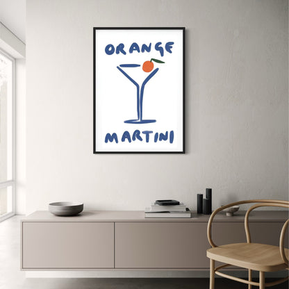 Minimalistic Orange Martini Cocktail Poster | Modern Wall Art | Home & Garden Decor | Unique Visual Artwork