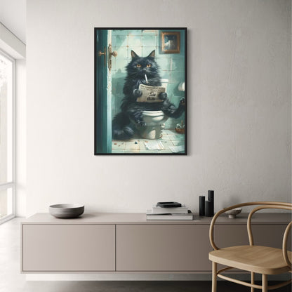 Black Cat | Kitten Reading | Retro Art Quote