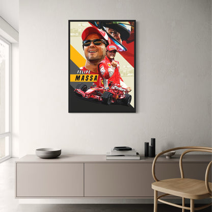 Felipe Massa Racing Poster | Formula 1 Legend | Iconic Racer Helmet Art | Sports Decor