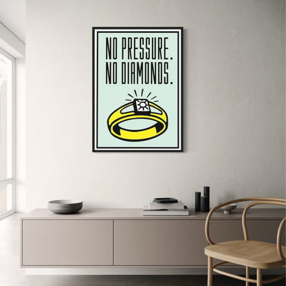 Monopoly Poster | No Pressure No Diamonds | Motivational Art Print | Home Wall Decor | Office & Room Decoration