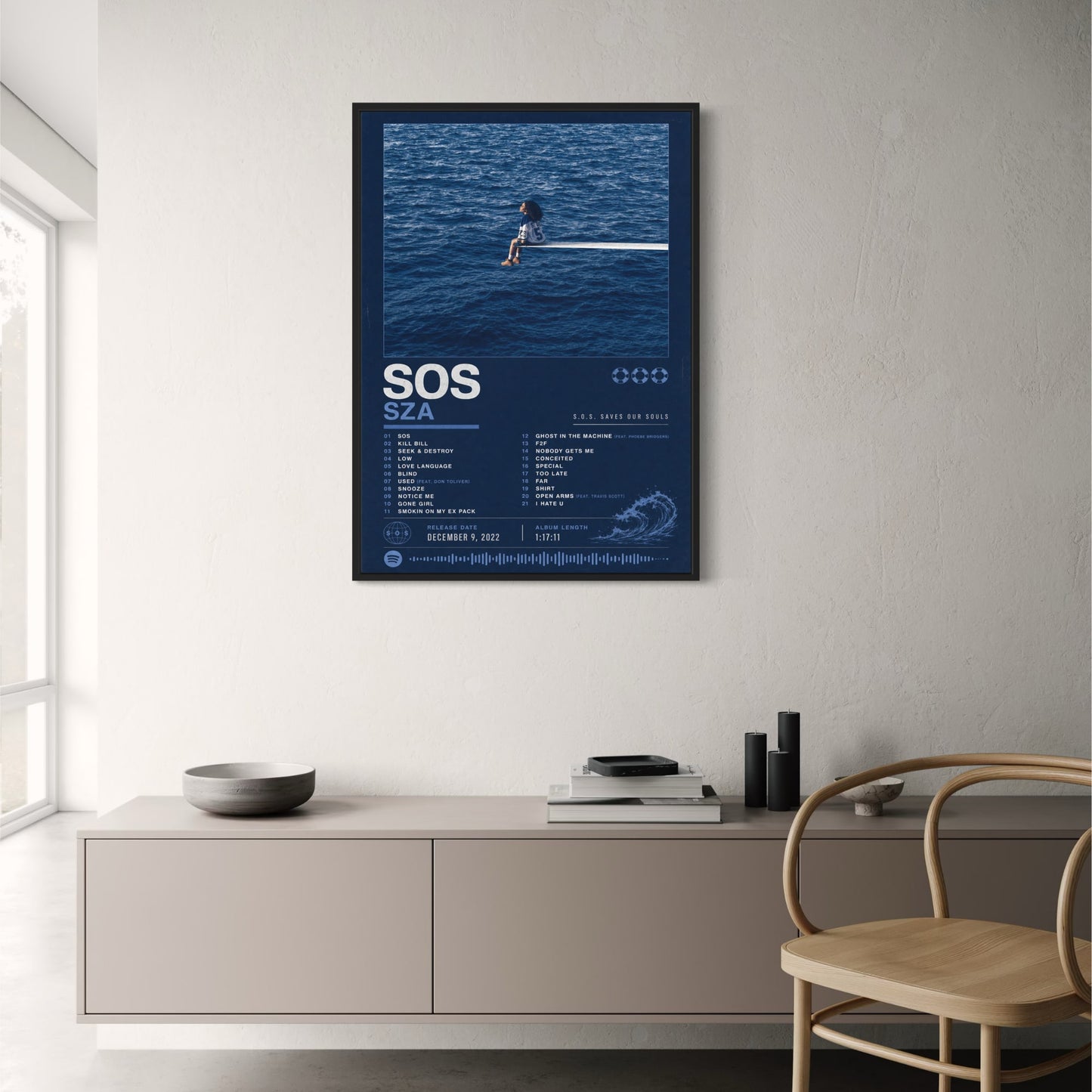 SZA SOS Album Cover Art Poster | Ocean Theme Decor | Unique Music Art Print | Wall Art for Music Lovers | Aesthetic Home Decor Poster