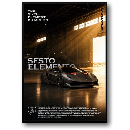 Lamborghini Sesto Elemento | Rare Supercar | Carbon Fiber Design Poster | Exclusive Luxury Car Print | Automotive Art Decor