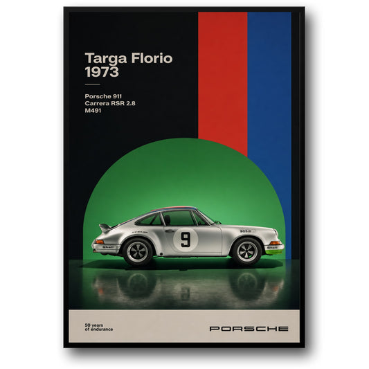 Targa Florio 1973 | Porsche 911 Carrera RSR 2.8 M491 | Classic Racing Car Art | Vintage Motorsport Poster Print