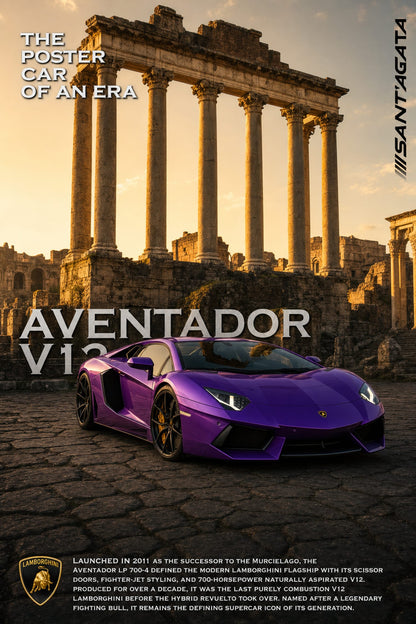 Iconic Aventador V12 | Supercar Art | Luxury Car Print Poster | High Performance Auto Art | Automotive Wall Decor | Classic Sports Car Poster