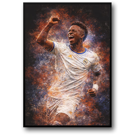 Athlete Celebration | Vibrant Soccer Poster | Explosive Color Burst | Football Decor Print for Game Rooms | Exciting Sports Art | Passionate Victory Moment | Stunning Visual Display