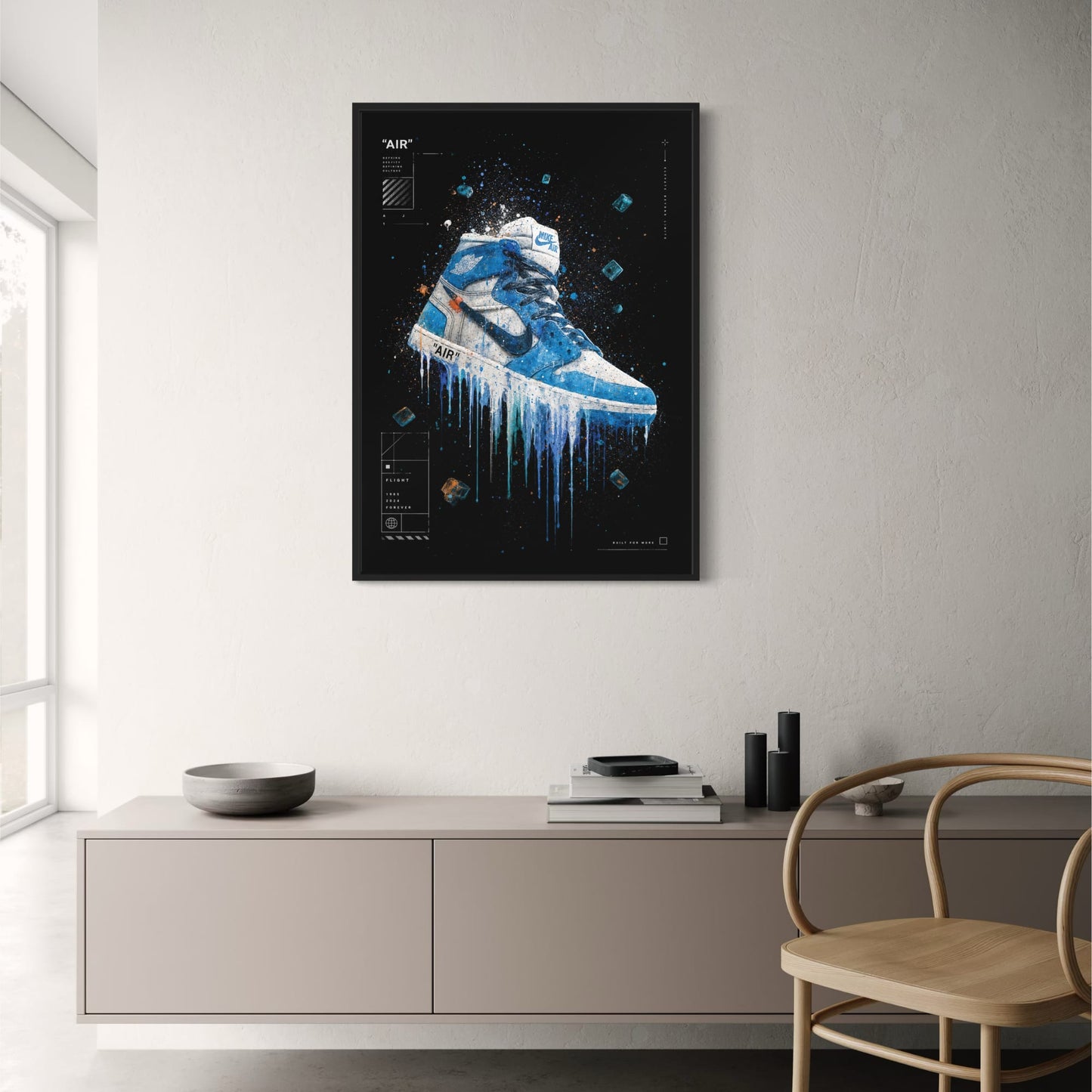Iconic Sneaker Art | Blue Drip Design | Modern Wall Decor | Air Inspired | High Quality Print | Perfect Gift Poster