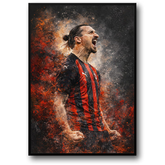 Sports Art | Intense Athlete Poster | Black Red Jersey Print | Energetic Soccer Decor | Fiery Colorful Wall Artwork
