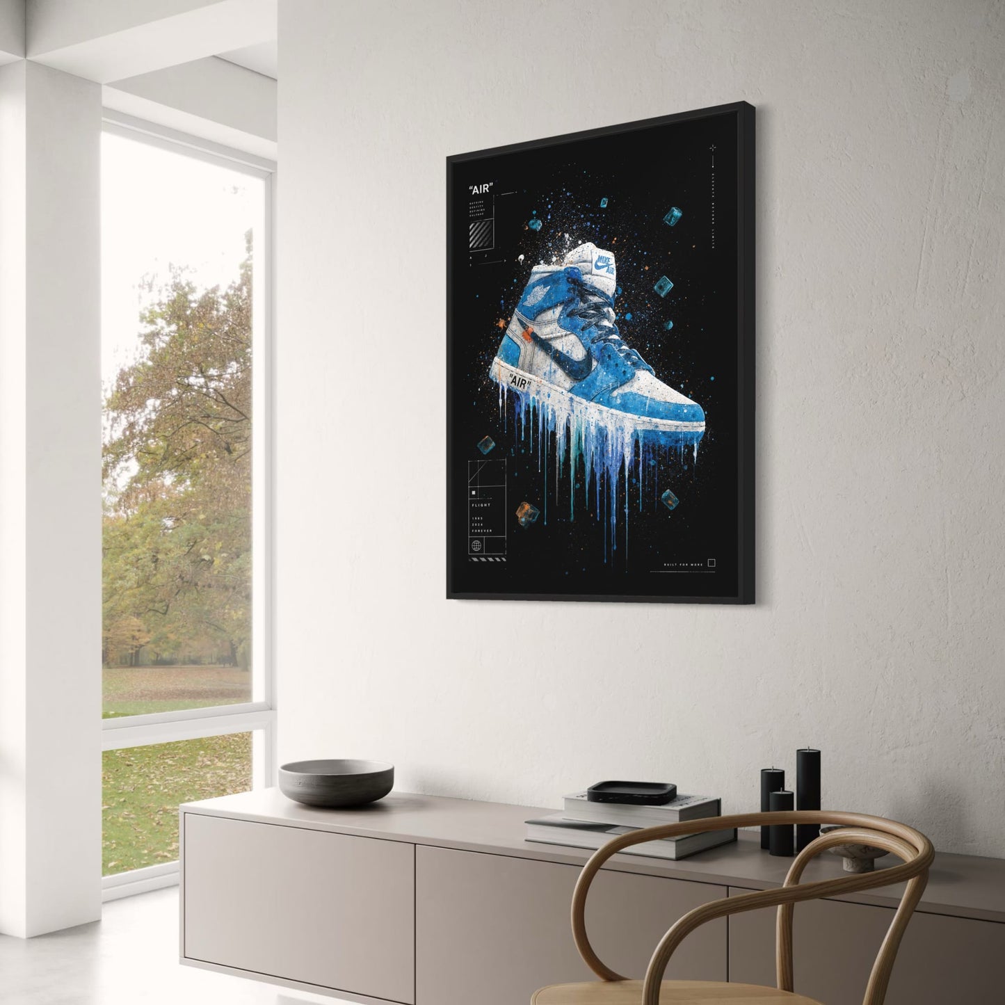 Iconic Sneaker Art | Blue Drip Design | Modern Wall Decor | Air Inspired | High Quality Print | Perfect Gift Poster