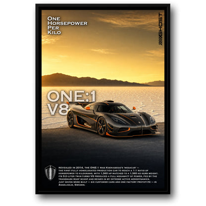 Koenigsegg One:1 Hypercar Poster | Supercar Print | Automotive Wall Art | V8 Engine Power | High Performance Car Decor | Exclusive Limited Edition Print | Automotive Enthusiasts Poster