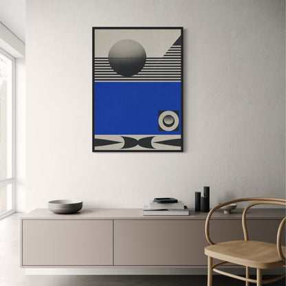 Abstract Geometric Art | Striped Sphere Blue Design | Modern Minimalist Wall Decor | Graphic Print Poster for Home Office