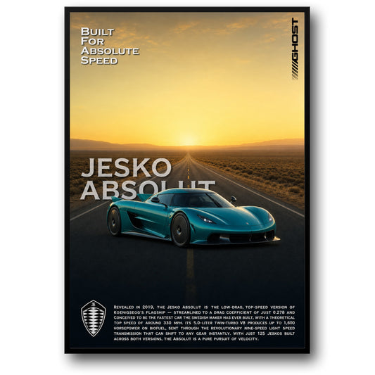 Koenigsegg Jesko Absolut Fast Car Art | Ultimate Speed Supercar | Automotive Decor