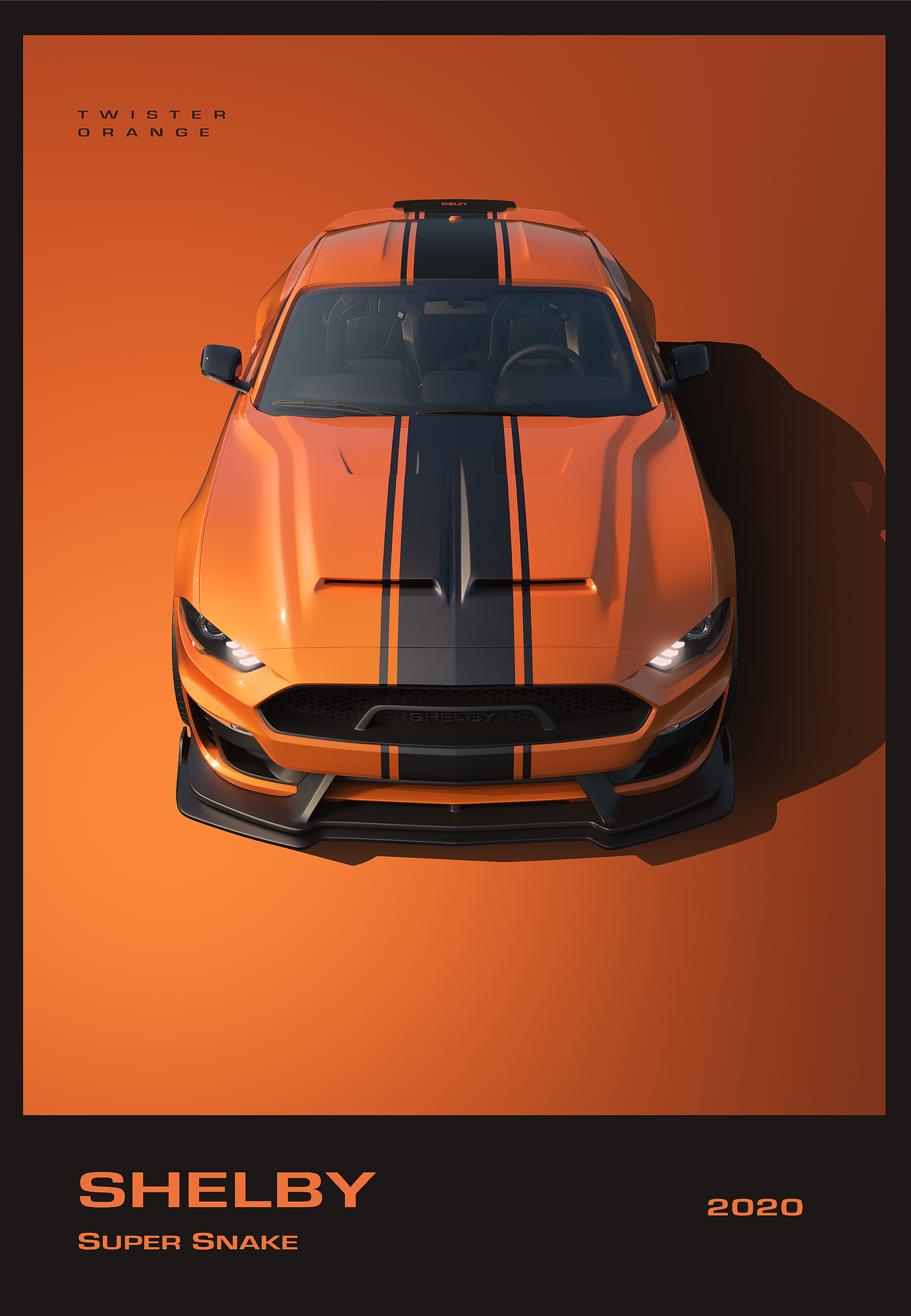 Shelby Super Snake | Twister Orange Muscle Car | Black Stripes