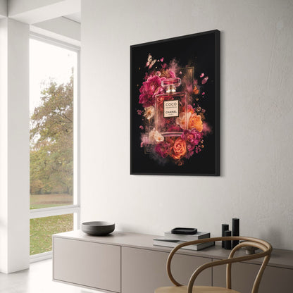Coco Mademoiselle Fragrance Design | Floral Art | Elegant Decor | Wall Print | Luxury Home Poster | Butterfly Accent