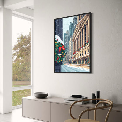 Festive New York City Winter Wonderland | Iconic Architecture & Snow | Christmas Season Poster | Urban Holiday Vibes | Print for Home & Office Decor | Classic Skyscrapers & Holiday Cheer | Wall Art