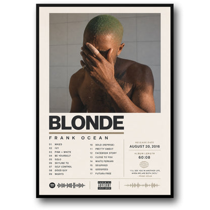 Blonde Album Poster | Frank Ocean Wall Art | Music Print | Track List Design | Modern Home Decor | Art for Music Lovers | Gift for Fans | Wall Decoration Poster
