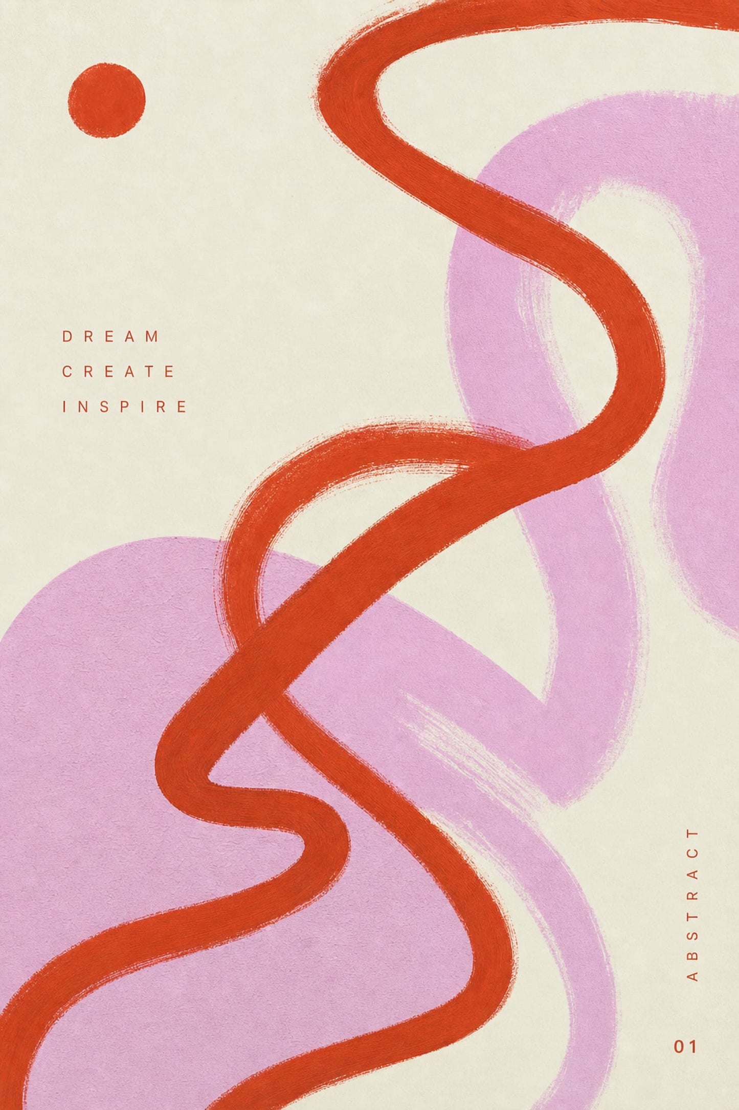 Abstract Art Poster | Dream Create Inspire | Red & Purple Modern Design Print | Inspirational Wall Art Decor