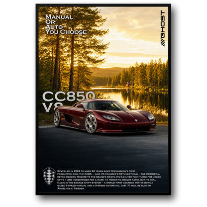 Koenigsegg CC850 V8 | Retro-Modern Tribute | Luxury Sports Car Legacy | High Performance Engine Art Print Poster