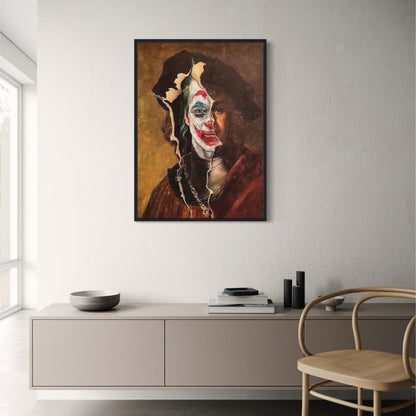 Surreal Dual Portrait Poster | Rembrandt X Joker | Renaissance & Pop Clown Art