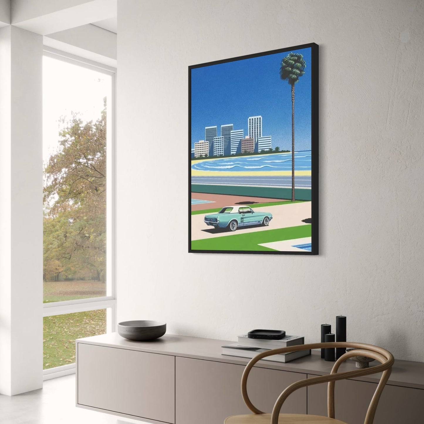 Hiroshi Nagai | Retro Vaporwave Poster | Japanese Tropical Beach City Car Art | Wall Canvas Nordic Decor
