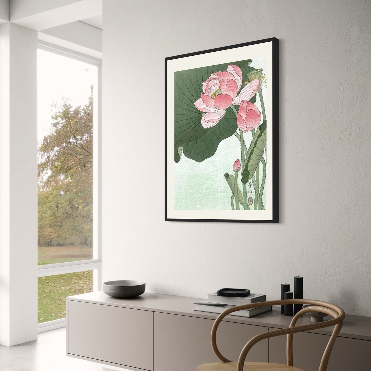 Ohara Koson Lotus Flower Poster | Japanese Ukiyo-e Artwork | Decorative Wall Art | Home & Garden Decor