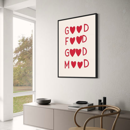 Good Food Good Mood | Minimalist Kitchen Art | Black & White