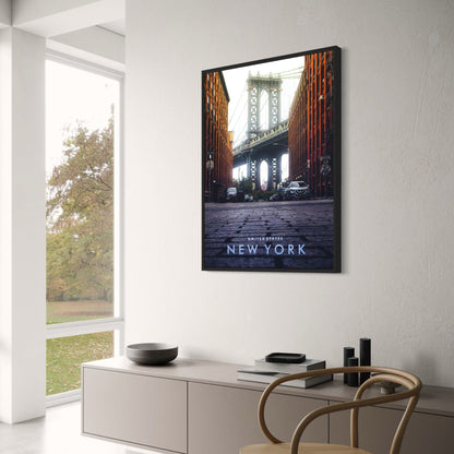 Manhattan Bridge Poster | New York Architectural Art | Urban Cityscape Wall Decor | Stunning Perspective | USA