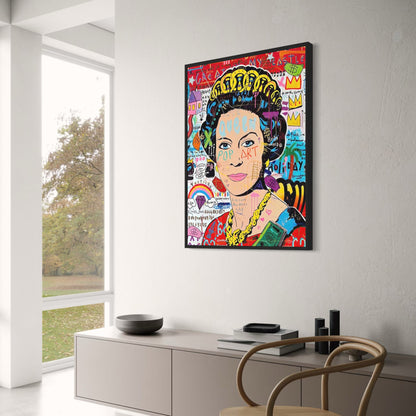 Abstract Pop Graffiti Art Poster | Queen of England Portrait | Canvas Wall Art for Living Room Decor