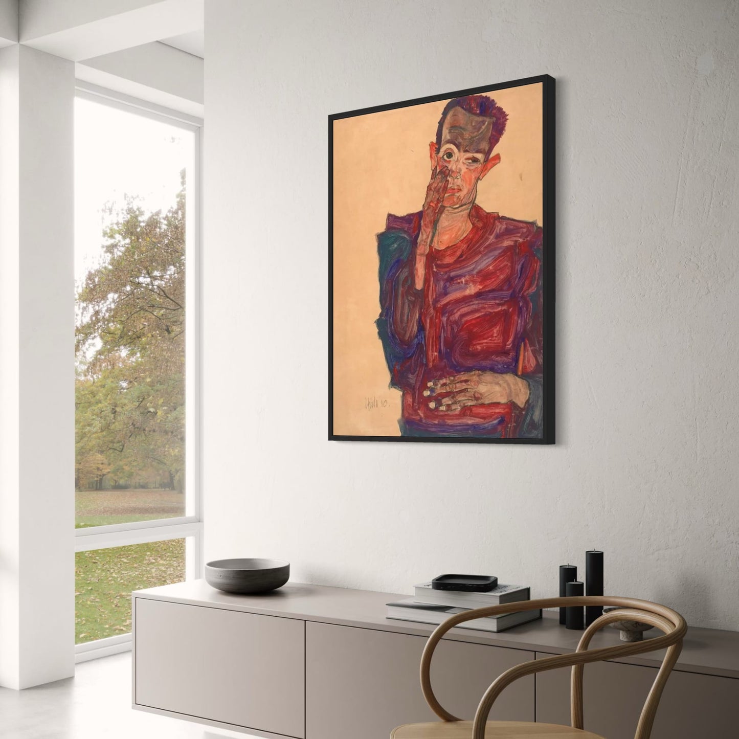 Egon Schiele Introspective Self-Portrait | Fine Art