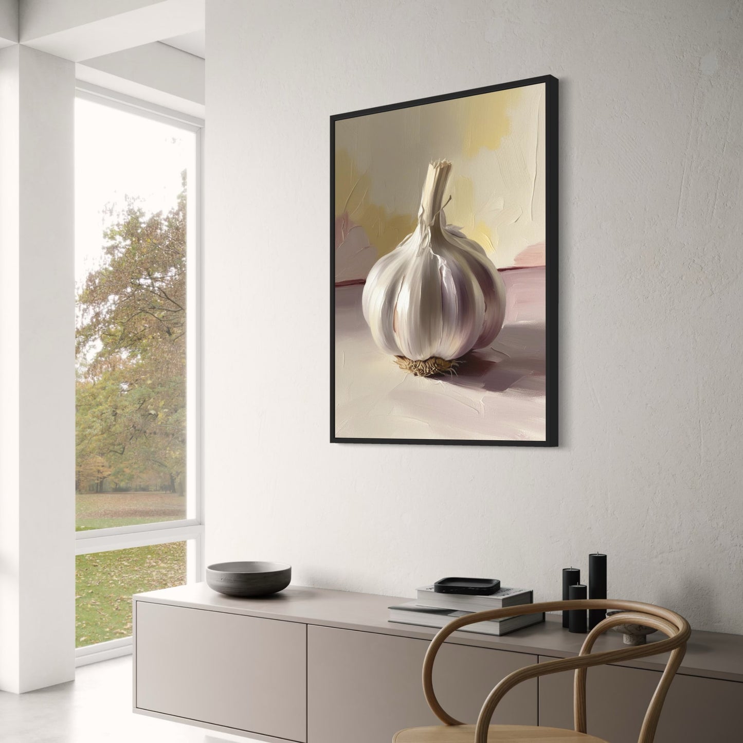 Garlic Enthusiasts Wall Decor | Realistic Vegetables Print | Culinary Art for Kitchen | Fresh Produce Illustration Poster
