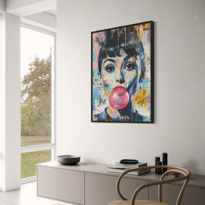 Bubble Gum Blowing Woman | Vibrant Pop Art