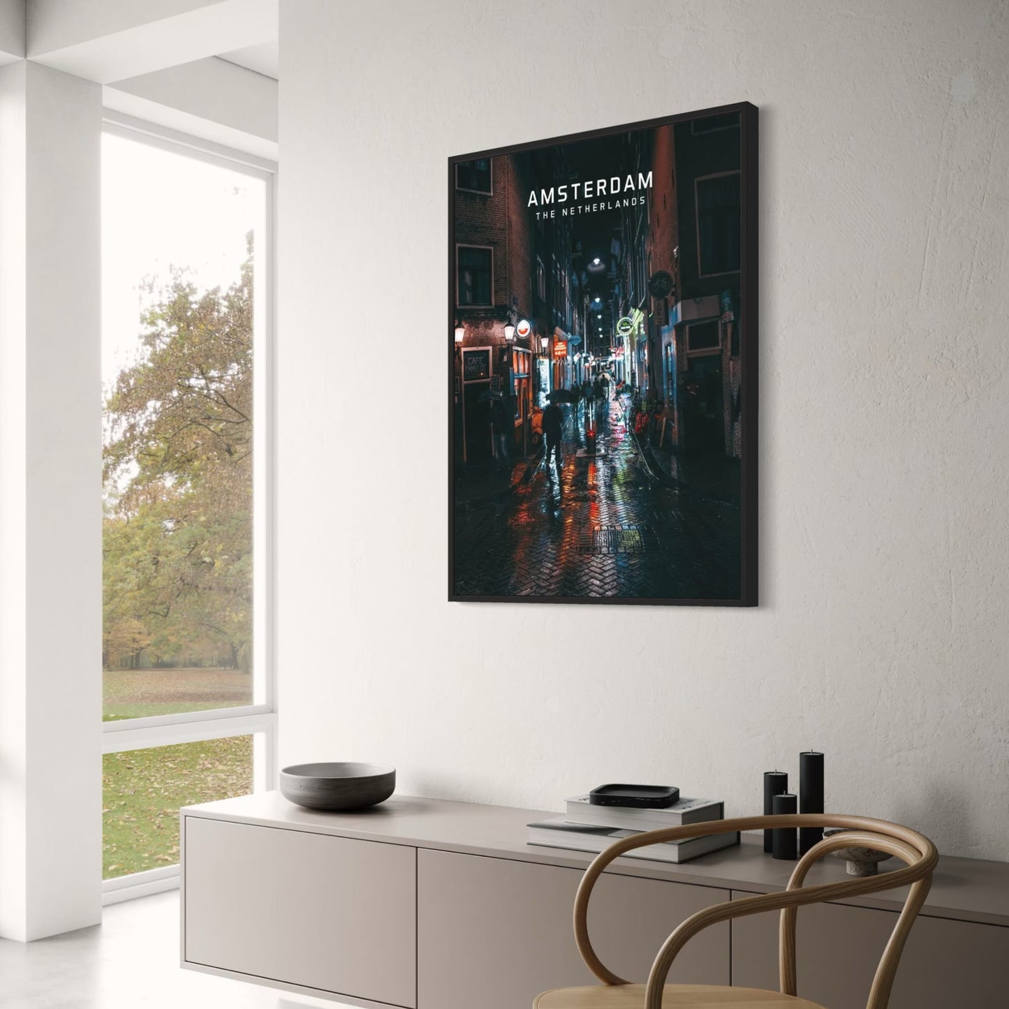 Amsterdam at Night | Cityscape Poster | The Netherlands | European Urban Landscape Art | Home Decor