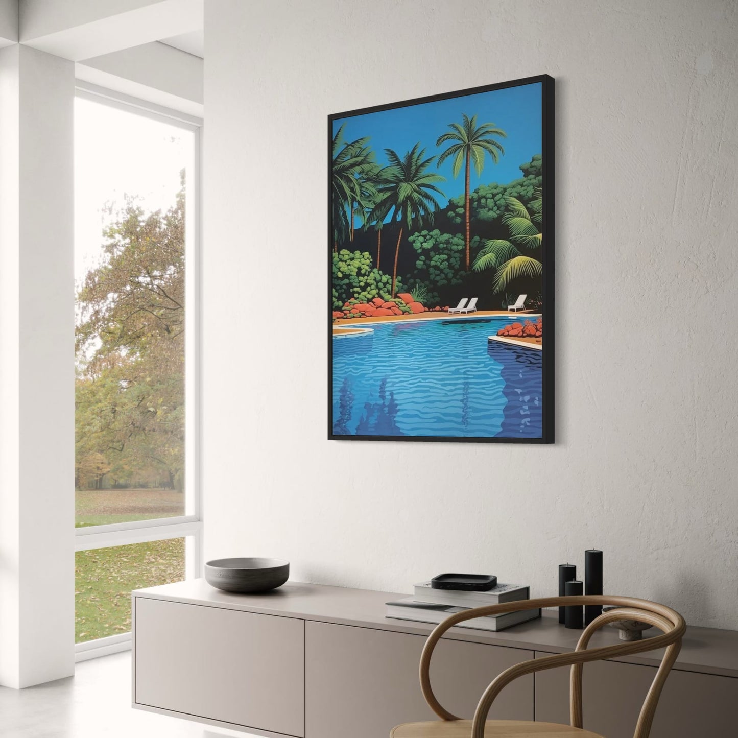 Hiroshi Nagai Poster | Vaporwave Japanese Tropical Beach City Car | Wall Art Canvas Painting Decor