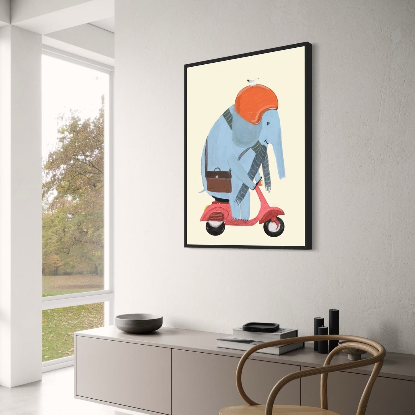 Elephant's Scooter | Whimsical Animal Art