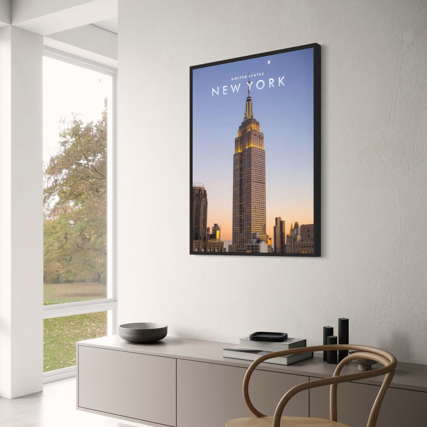 Empire State Building Poster | Dusk Skyline | New York City | Iconic Landmark | United States | Scenic Artwork