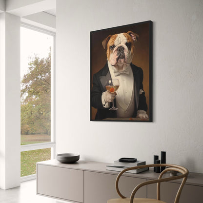 Evening Soiree | Bulldog Poster | Refined Elegance | Toast with a Sophisticated Bulldog Decor