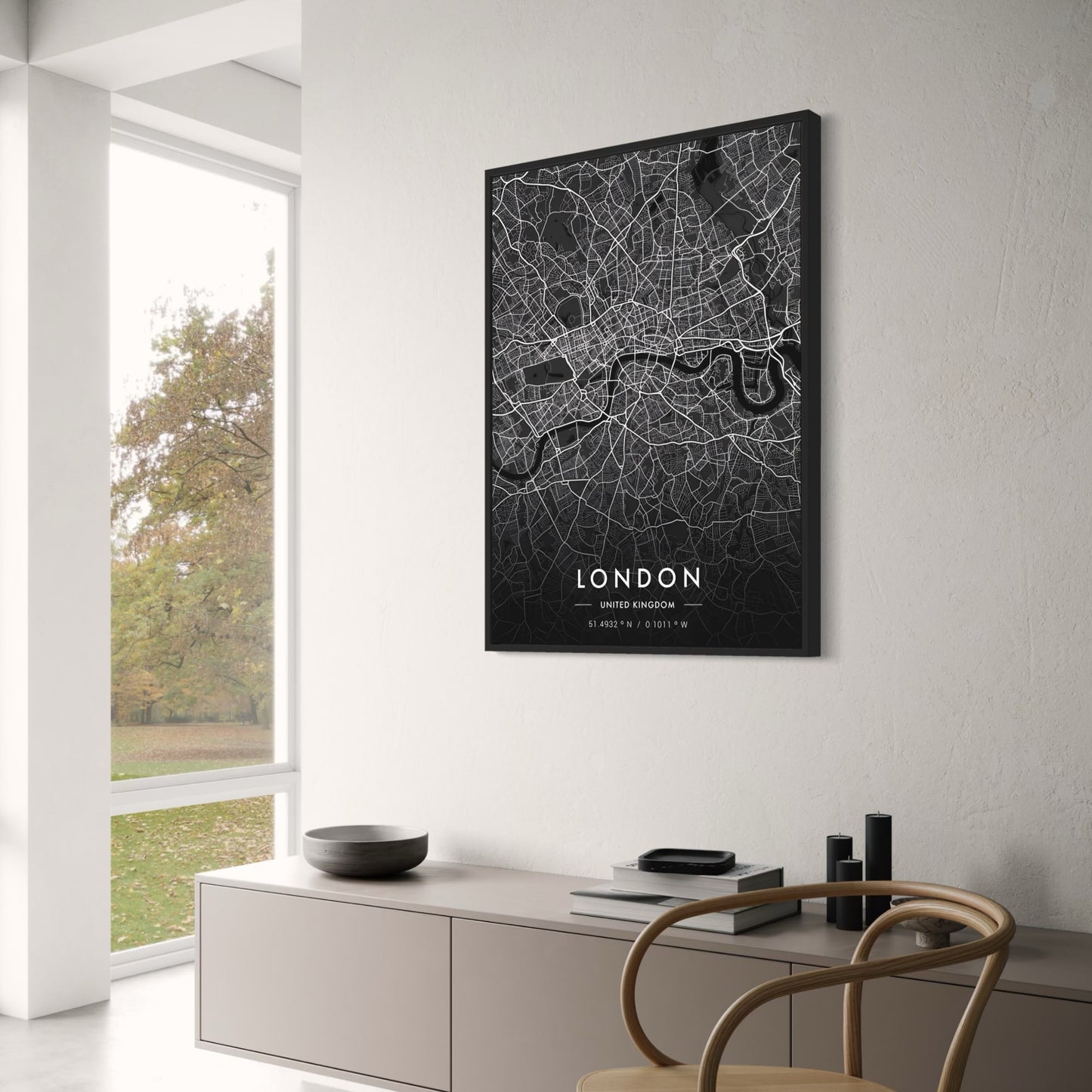 London City Map | Black & White Urban Art