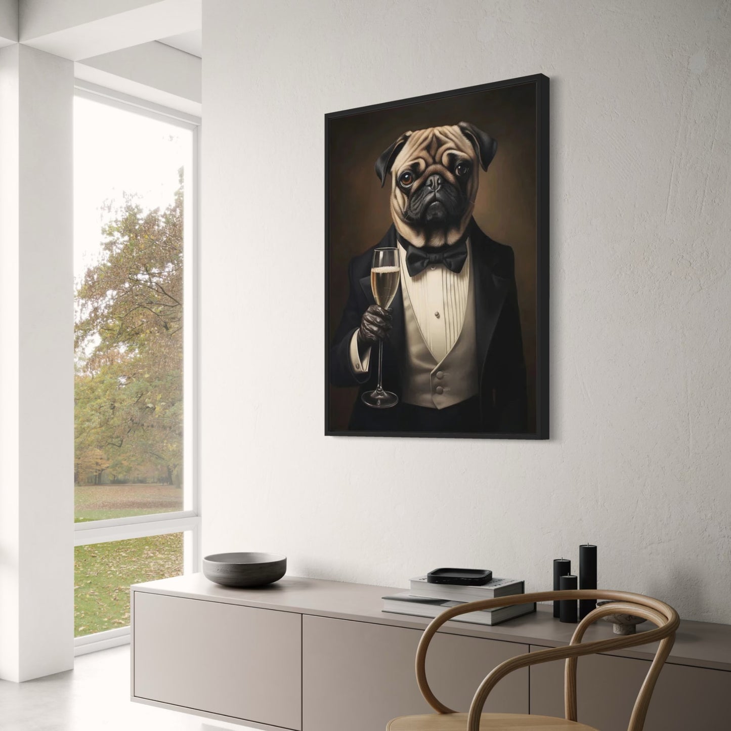 Gentleman's Gala Poster | Pug in Black Tie | Classic Charming Style | Home & Garden Decor