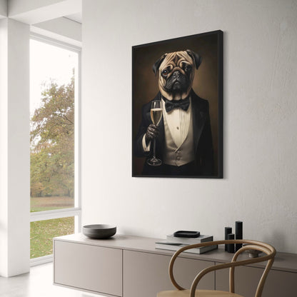 Gentleman's Gala Poster | Pug in Black Tie | Classic Charming Style | Home & Garden Decor