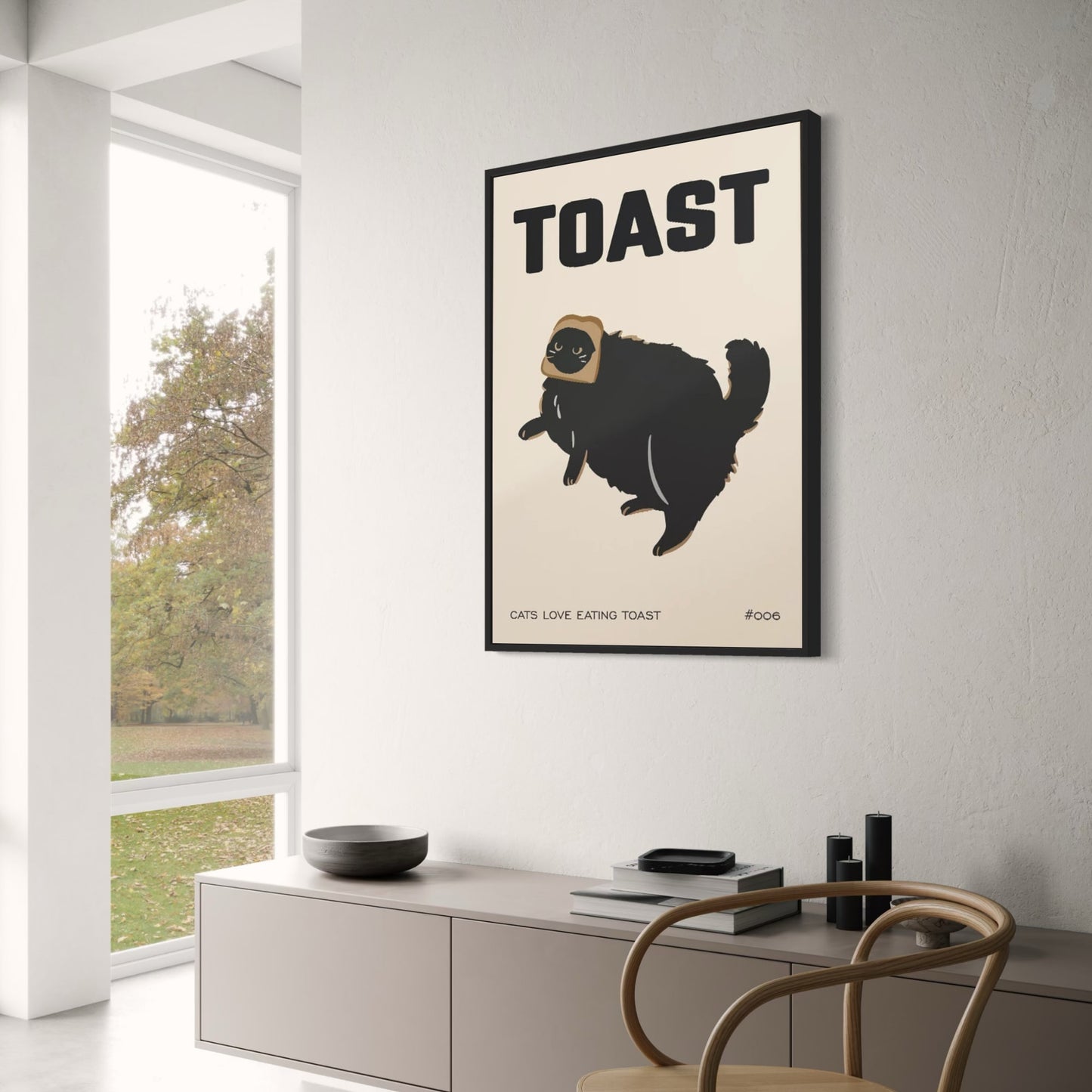 Big Cat Vintage Kitchen Art Poster | Retro Food Decor | Black Toast Design | Home & Garden Wall Artwork