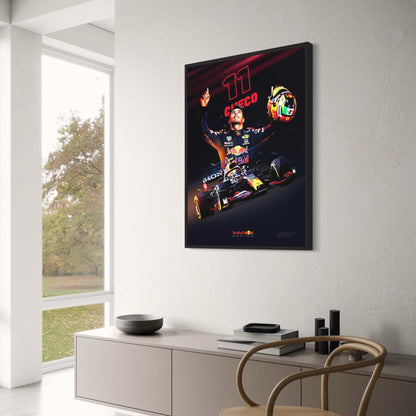 Sergio 'Checo' Perez | Formula 1 Racer Helmet Poster | Sports F1 Legend | Wall Art Decor