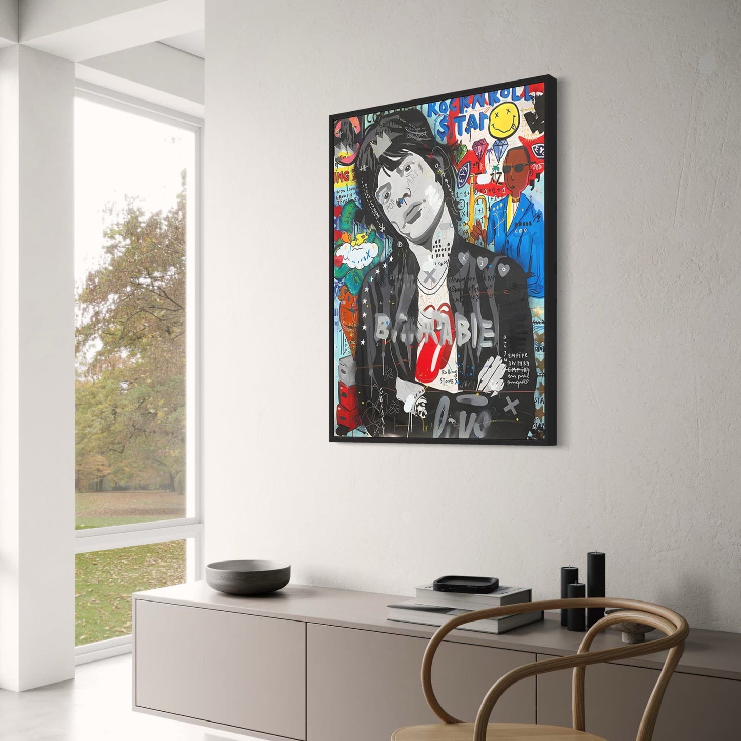 Abstract Street Pop Art Poster | Mick Jagger Portrait | Graffiti Canvas Print | Wall Art for Living Room Decor