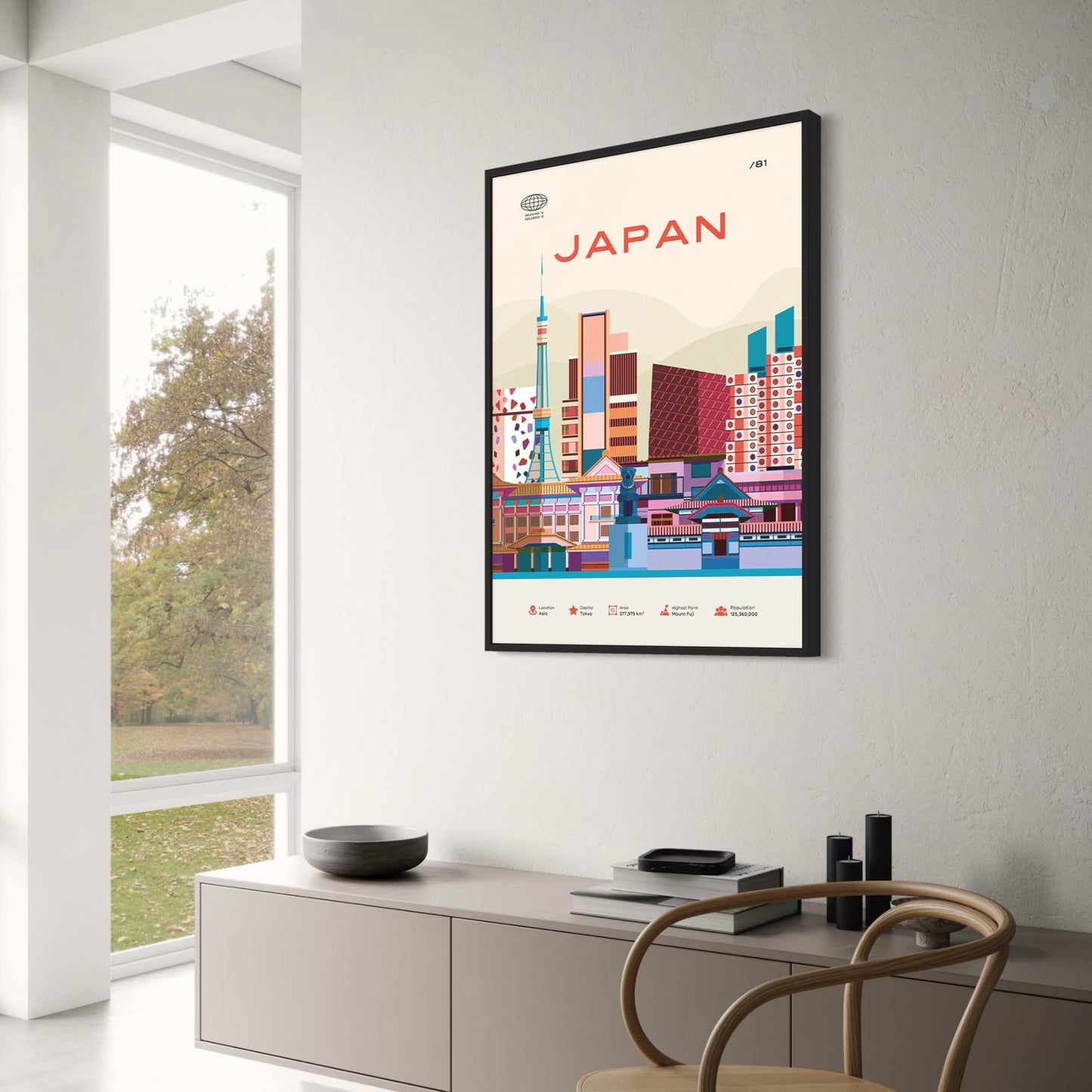 Japan Cityscape Poster | Vibrant Tokyo Skyline | Ideal Home Decor | Modern Graphic Art Print