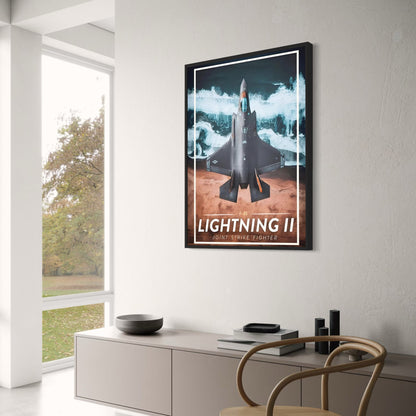 F-35 Lightning II Jet Art Print | Military Aviation Home Decor | Bold Aesthetic Poster for Office and Museums