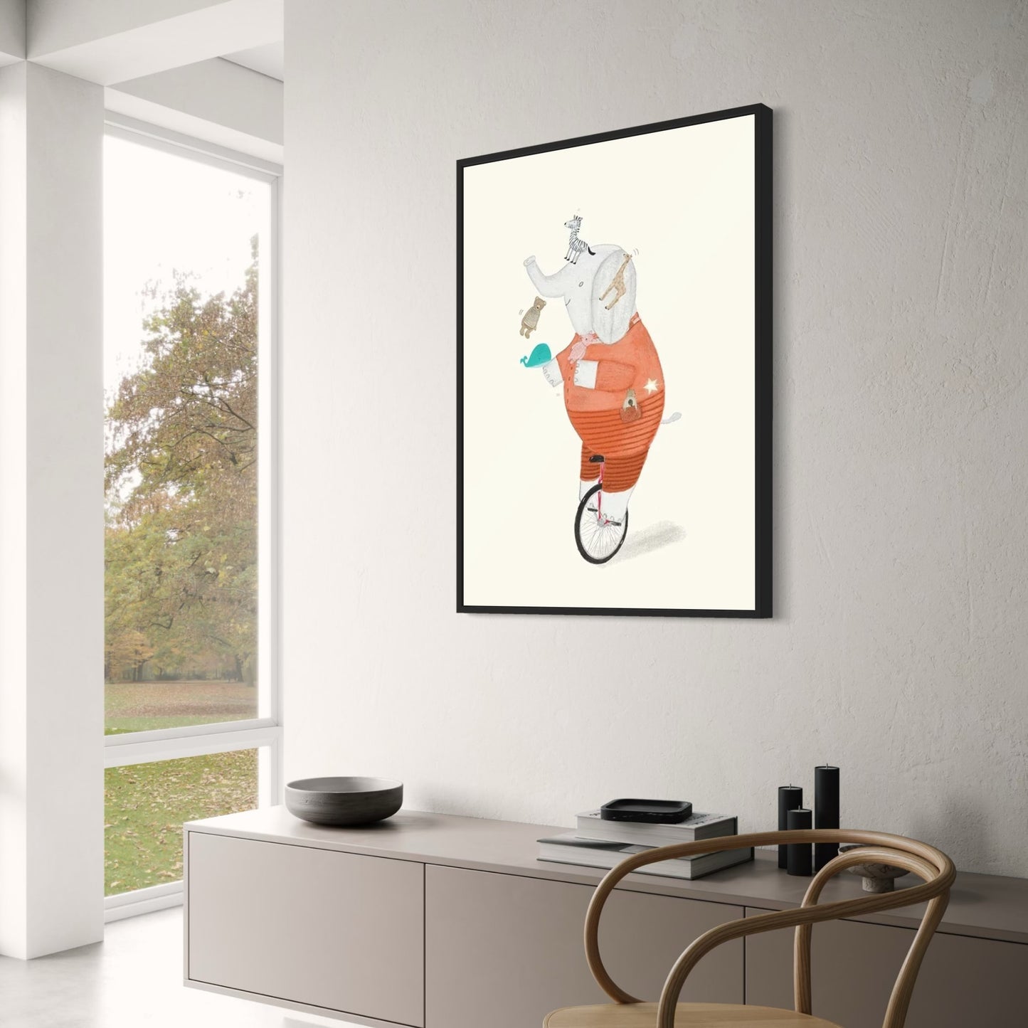 Poster | Elephant's Unicycle Jamboree | Whimsical Animated Adventures | Decor Art | Joyful Journey | Home Wall Art